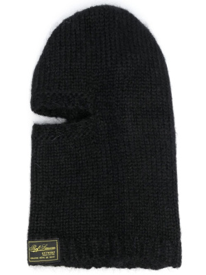 

Knitted logo-patch balaclava hat, Raf Simons Knitted logo-patch balaclava hat