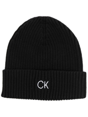

Logo-embroidered ribbed-knit beanie, Calvin Klein Logo-embroidered ribbed-knit beanie