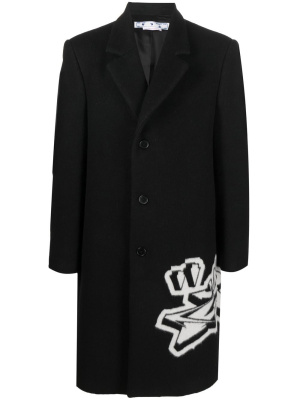 Intarsia-graffiti logo single-breasted coat, Off-White Intarsia-graffiti logo single-breasted coat
Intarsia-graffiti logo single-breasted coat, Off-White Intarsia-graffiti logo single-breasted coat
