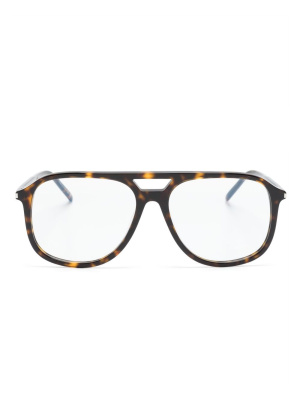 

Tortoiseshell-effect pilot-frame glasses, Saint Laurent Eyewear Tortoiseshell-effect pilot-frame glasses