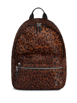 

Leopard-print zipped backpack, AMI Paris Leopard-print zipped backpack