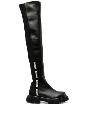 Logo-print above-knee length boots, Moschino Logo-print above-knee length boots
Logo-print above-knee length boots, Moschino Logo-print above-knee length boots