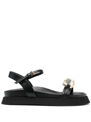

Logo-plaque leather sandals, Moschino Logo-plaque leather sandals