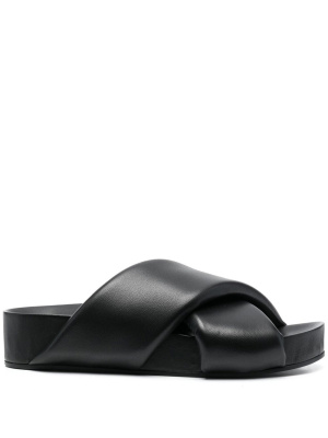 Cross-strap leather slide sandals, Jil Sander Cross-strap leather slide sandals
Cross-strap leather slide sandals, Jil Sander Cross-strap leather slide sandals