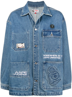 

Embroidered-logo denim jacket, AAPE BY *A BATHING APE® Embroidered-logo denim jacket