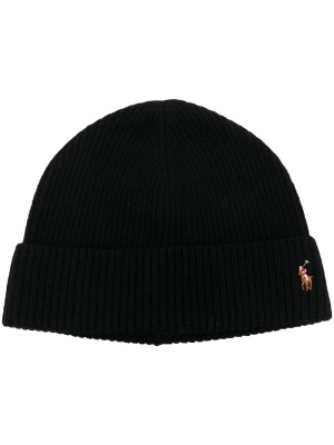 

Embroidered-logo ribbed-knit hat, Polo Ralph Lauren Embroidered-logo ribbed-knit hat