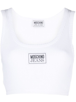 Logo-embroidered ribbed crop top, MOSCHINO JEANS Logo-embroidered ribbed crop top
Logo-embroidered ribbed crop top, MOSCHINO JEANS Logo-embroidered ribbed crop top