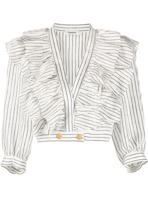

Ruffle-detail cropped blouse, SANDRO Ruffle-detail cropped blouse