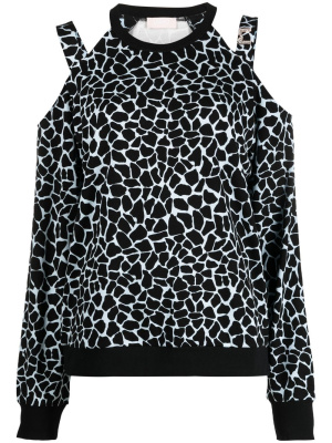 

Giraffe-print cold-shoulder blouse, LIU JO Giraffe-print cold-shoulder blouse