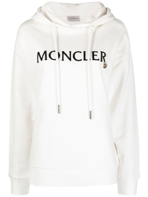 

Logo-embroidered drawstring cotton hoodie, Moncler Logo-embroidered drawstring cotton hoodie