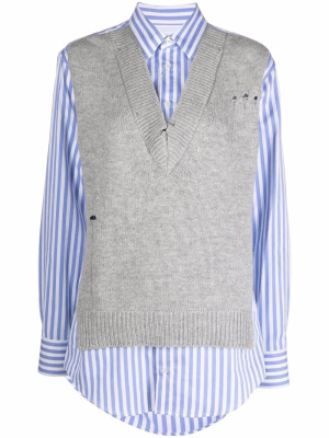 Distressed knitted-vest layered shirt, Maison Margiela Distressed knitted-vest layered shirt
Distressed knitted-vest layered shirt, Maison Margiela Distressed knitted-vest layered shirt