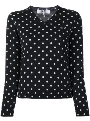 Polka dot-print V-neck jumper, Comme Des Garçons Play Polka dot-print V-neck jumper
Polka dot-print V-neck jumper, Comme Des Garçons Play Polka dot-print V-neck jumper