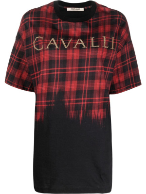 

Logo-embellished tartan-check T-shirt, Roberto Cavalli Logo-embellished tartan-check T-shirt