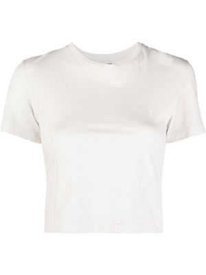 Logo-embroidered cropped T-shirt, Saint Laurent Logo-embroidered cropped T-shirt
Logo-embroidered cropped T-shirt, Saint Laurent Logo-embroidered cropped T-shirt