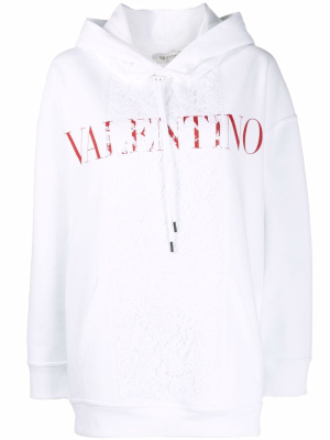 Logo-print lace-panel hoodie, Valentino Garavani Logo-print lace-panel hoodie
Logo-print lace-panel hoodie, Valentino Garavani Logo-print lace-panel hoodie
