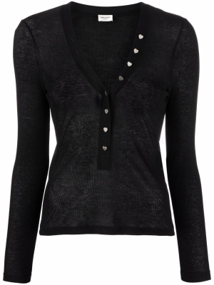 Semi-sheer ribbed long-sleeved top, Saint Laurent Semi-sheer ribbed long-sleeved top
Semi-sheer ribbed long-sleeved top, Saint Laurent Semi-sheer ribbed long-sleeved top