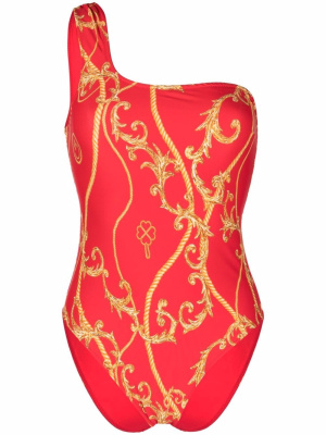 Baroque-print one-shoulder swimsuit, GANNI Baroque-print one-shoulder swimsuit
Baroque-print one-shoulder swimsuit, GANNI Baroque-print one-shoulder swimsuit