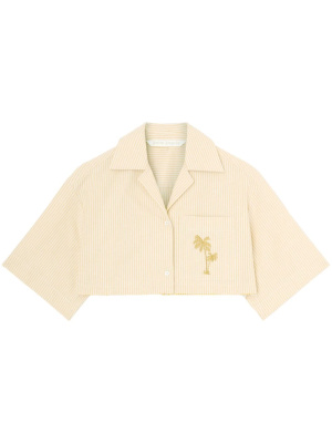 Embroidered striped cropped cotton shirt, Palm Angels Embroidered striped cropped cotton shirt
Embroidered striped cropped cotton shirt, Palm Angels Embroidered striped cropped cotton shirt