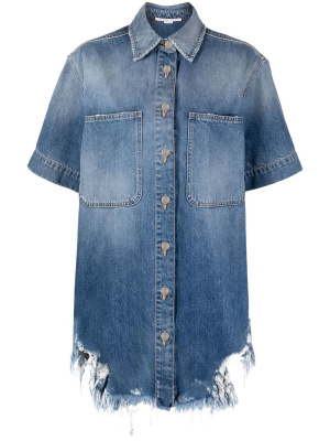 Ripped-hem short-sleeved denim shirt, Stella McCartney Ripped-hem short-sleeved denim shirt
Ripped-hem short-sleeved denim shirt, Stella McCartney Ripped-hem short-sleeved denim shirt