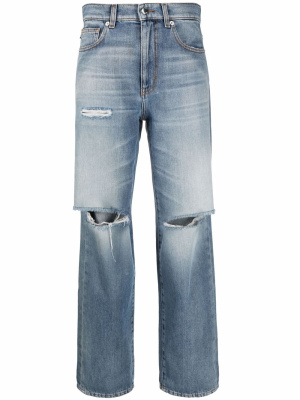 

Distressed straight-leg jeans, Love Moschino Distressed straight-leg jeans