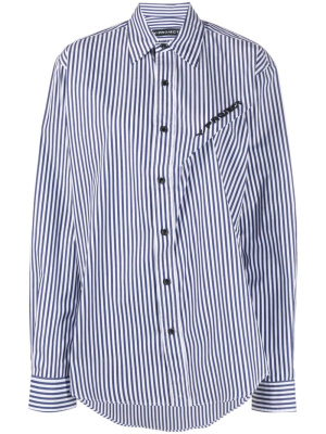 Striped ruffled logo-embroidered shirt, Y/Project Striped ruffled logo-embroidered shirt
Striped ruffled logo-embroidered shirt, Y/Project Striped ruffled logo-embroidered shirt