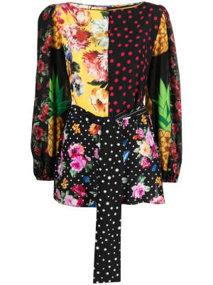 

Mix-print belted blouse, Dolce & Gabbana Mix-print belted blouse