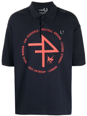 

Logo-patch polo shirt, Raf Simons X Fred Perry Logo-patch polo shirt