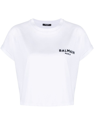 

Logo-print cropped T-shirt, Balmain Logo-print cropped T-shirt