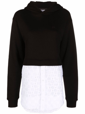 Monogram lace-panel hooded sweatshirt, Karl Lagerfeld Monogram lace-panel hooded sweatshirt
Monogram lace-panel hooded sweatshirt, Karl Lagerfeld Monogram lace-panel hooded sweatshirt