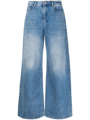 Crystal-embellished wide-leg jeans, Karl Lagerfeld Crystal-embellished wide-leg jeans
Crystal-embellished wide-leg jeans, Karl Lagerfeld Crystal-embellished wide-leg jeans