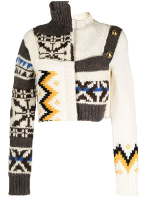 Abstract-pattern cropped knit jacket, Sacai Abstract-pattern cropped knit jacket
Abstract-pattern cropped knit jacket, Sacai Abstract-pattern cropped knit jacket