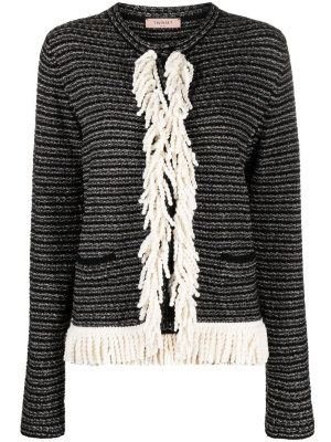 Glittered frayed-trim fitted jacket, TWINSET Glittered frayed-trim fitted jacket
Glittered frayed-trim fitted jacket, TWINSET Glittered frayed-trim fitted jacket