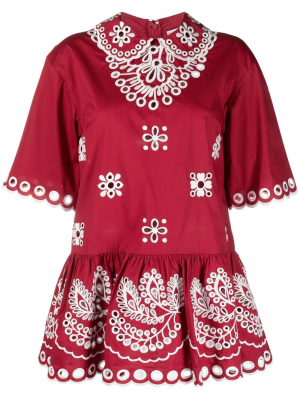 

Broderie anglaise peplum blouse, RED Valentino Broderie anglaise peplum blouse