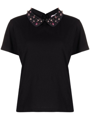 Gem-embellishment contrasting collar T-shirt, RED Valentino Gem-embellishment contrasting collar T-shirt
Gem-embellishment contrasting collar T-shirt, RED Valentino Gem-embellishment contrasting collar T-shirt