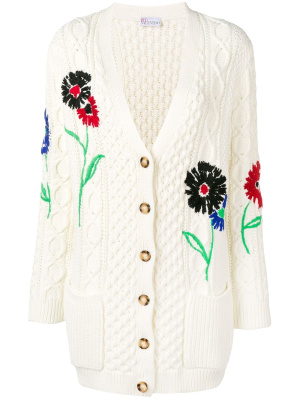 Floral-embroidered cable-knit cardigan, RED Valentino Floral-embroidered cable-knit cardigan
Floral-embroidered cable-knit cardigan, RED Valentino Floral-embroidered cable-knit cardigan