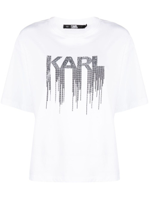 Rhinestone-embellished organic-cotton T-shirt, Karl Lagerfeld Rhinestone-embellished organic-cotton T-shirt
Rhinestone-embellished organic-cotton T-shirt, Karl Lagerfeld Rhinestone-embellished organic-cotton T-shirt