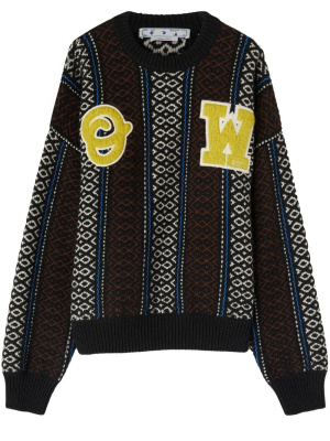 Intarsia-knit logo-embellished jumper, Off-White Intarsia-knit logo-embellished jumper
Intarsia-knit logo-embellished jumper, Off-White Intarsia-knit logo-embellished jumper