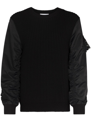 Contrast-sleeve ribbed-knit jumper, Helmut Lang Contrast-sleeve ribbed-knit jumper
Contrast-sleeve ribbed-knit jumper, Helmut Lang Contrast-sleeve ribbed-knit jumper