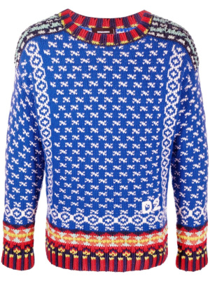 

Intarsia-knit logo-embroidered jumper, Dsquared2 Intarsia-knit logo-embroidered jumper