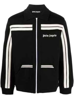 Logo-print striped zip-up track jacket, Palm Angels Logo-print striped zip-up track jacket
Logo-print striped zip-up track jacket, Palm Angels Logo-print striped zip-up track jacket