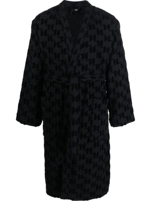 

Monogram-pattern tie-waist bathrobe, Karl Lagerfeld Monogram-pattern tie-waist bathrobe