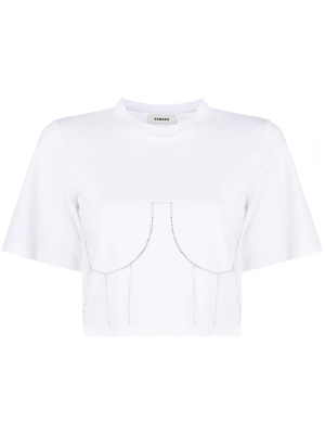Crystal-embellished cropped T-shirt, SANDRO Crystal-embellished cropped T-shirt
Crystal-embellished cropped T-shirt, SANDRO Crystal-embellished cropped T-shirt
