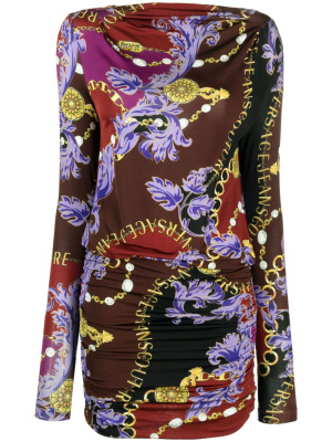 Chain Couture-print draped minidress, Versace Jeans Couture Chain Couture-print draped minidress
Chain Couture-print draped minidress, Versace Jeans Couture Chain Couture-print draped minidress