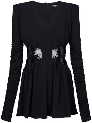 Sequin-embellished V-neck mini dress, Balmain Sequin-embellished V-neck mini dress
Sequin-embellished V-neck mini dress, Balmain Sequin-embellished V-neck mini dress