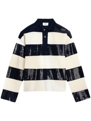 Stripe sequin-embellished polo shirt, AMI Paris Stripe sequin-embellished polo shirt
Stripe sequin-embellished polo shirt, AMI Paris Stripe sequin-embellished polo shirt