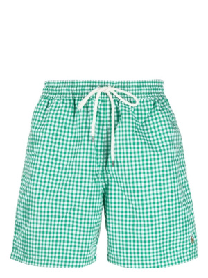 

Traveler plaid-checkered swim trunks, Polo Ralph Lauren Traveler plaid-checkered swim trunks