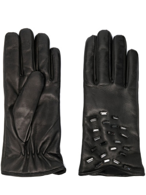 

Leather crystal-embellished gloves, Fabiana Filippi Leather crystal-embellished gloves