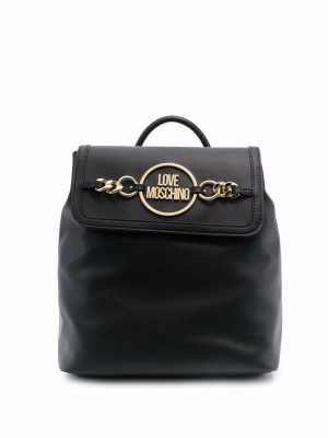Chain-embellished faux-leather backpack, Love Moschino Chain-embellished faux-leather backpack
Chain-embellished faux-leather backpack, Love Moschino Chain-embellished faux-leather backpack