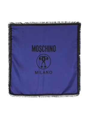 

Logo-print fringed silk foulard, Moschino Logo-print fringed silk foulard