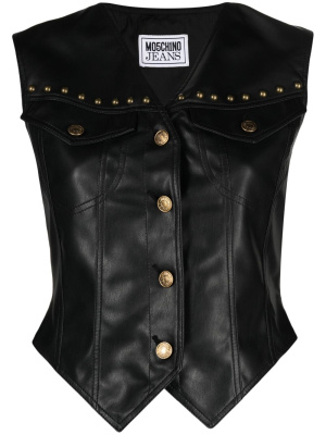 Stud-detail panelled faux-leather gilet, MOSCHINO JEANS Stud-detail panelled faux-leather gilet
Stud-detail panelled faux-leather gilet, MOSCHINO JEANS Stud-detail panelled faux-leather gilet